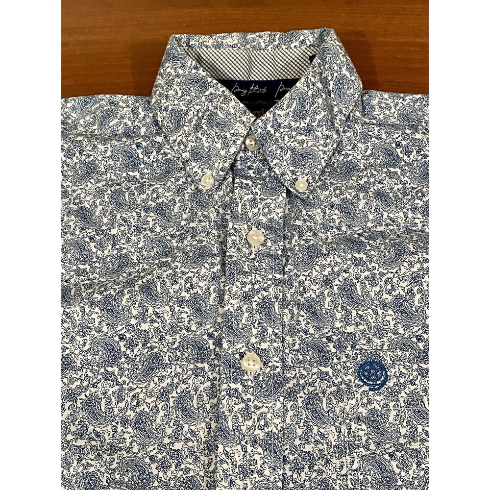 Wrangler George Strait Western Shirt Men’s S Blue Paisley Cowboy Long Sleeve